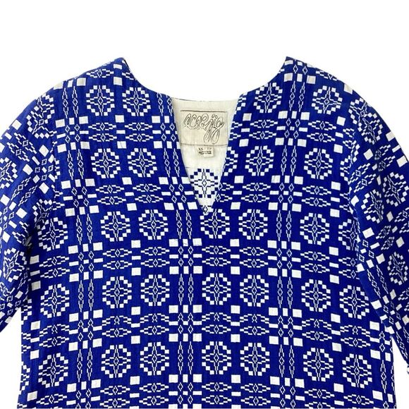 ACE & JIG Size XS Deck Dress in Cardiff Textile Blue White Geometric Pattern - Picture 4 of 11